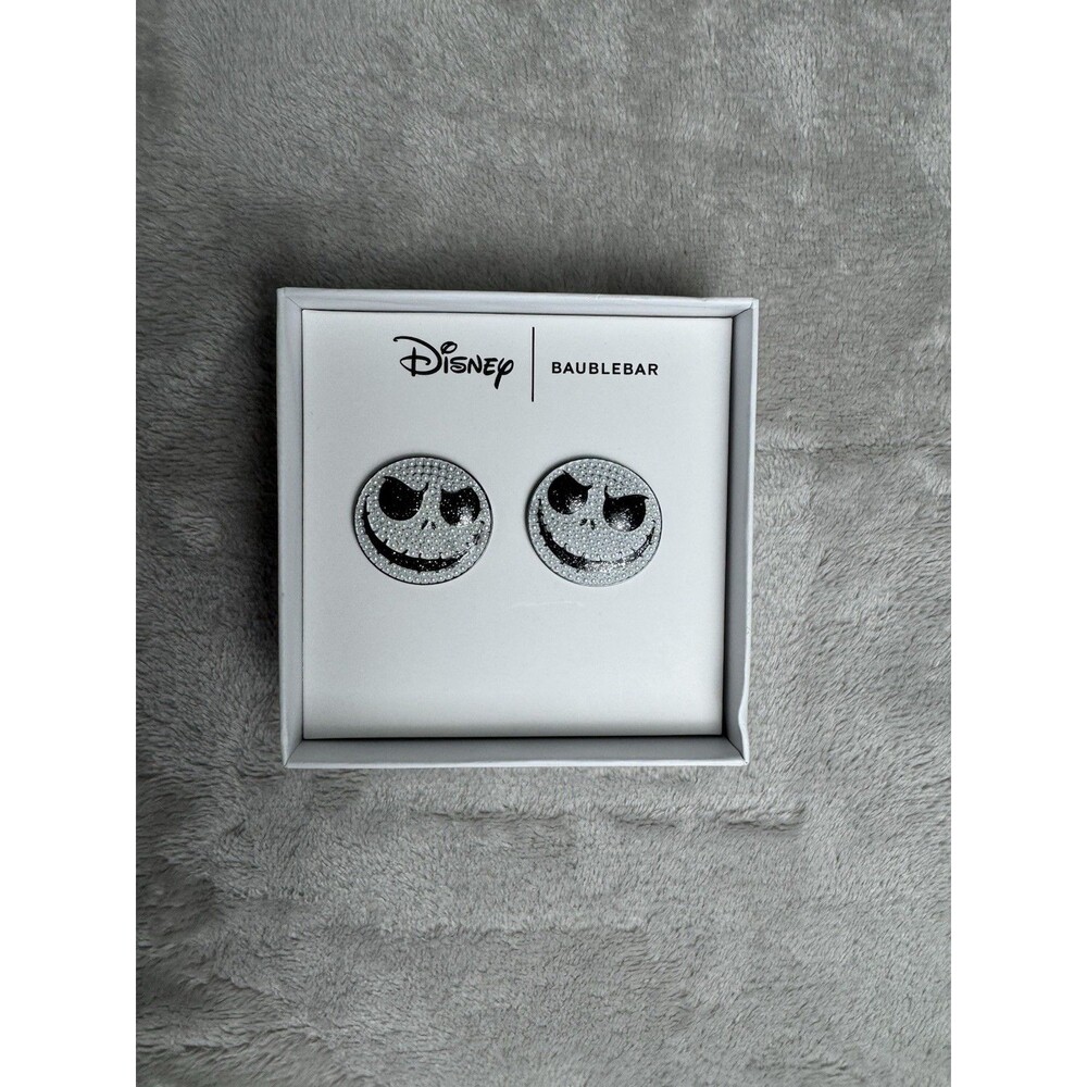 Disney x BaubleBar Jack Skellington Pearl-Accent Stud Earrings New in Box - Picture 2 of 5